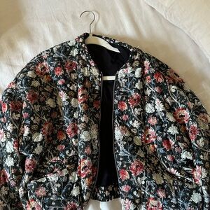 Zara Black Floral Bomber Jacket